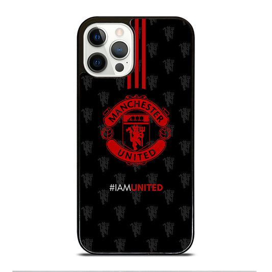 MANCHESTER UNITED SOCCER LOGO BLACK iPhone 12 Pro Case Cover