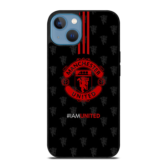 MANCHESTER UNITED SOCCER LOGO BLACK iPhone 13 Case Cover