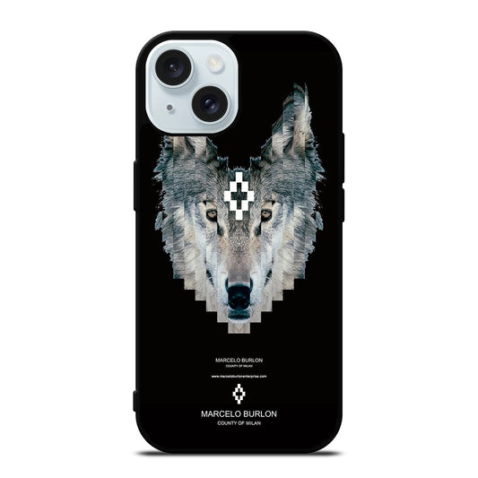 MARCELO BURLON WOLF LOGO iPhone 15 Case Cover
