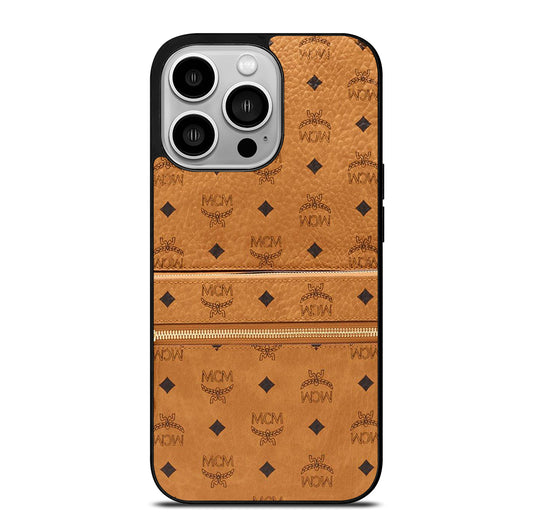 MCM WORLD WIDE BROWN LOGO 1 iPhone 14 Pro Case Cover