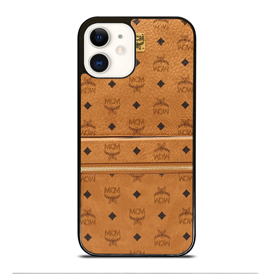 MCM WORLD WIDE BROWN LOGO 1 iPhone 12 Case Cover