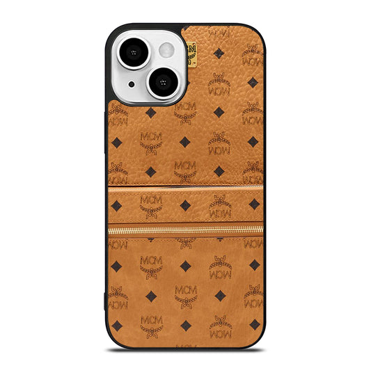 MCM WORLD WIDE BROWN LOGO 1 iPhone 13 Mini Case Cover