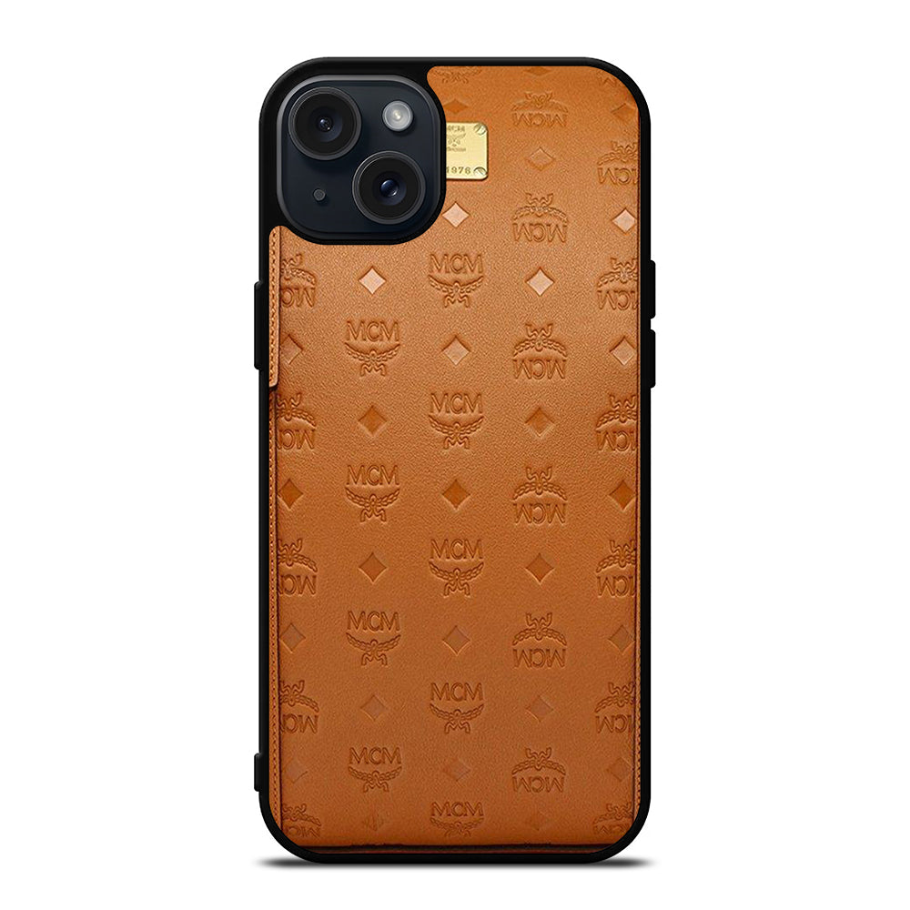 MCM WORLD WIDE BROWN LOGO 2 iPhone 15 Plus Case Cover