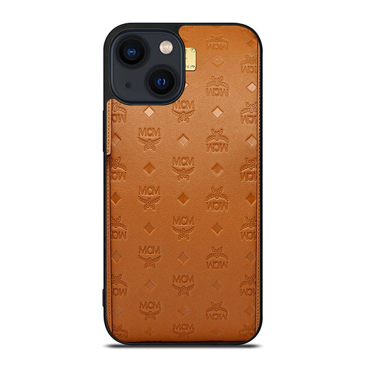MCM WORLD WIDE BROWN LOGO 2 iPhone 14 Plus Case Cover