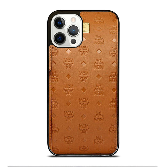 MCM WORLD WIDE BROWN LOGO 2 iPhone 12 Pro Case Cover