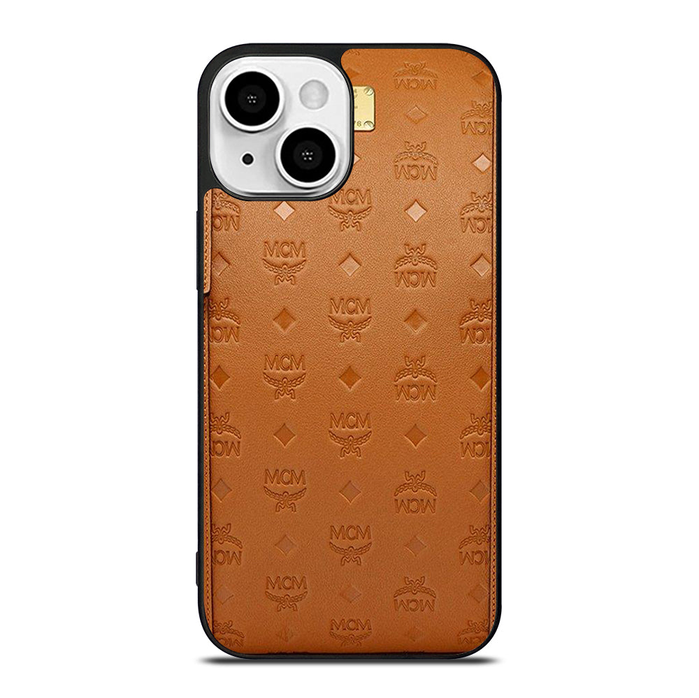 MCM WORLD WIDE BROWN LOGO 2 iPhone 13 Mini Case Cover