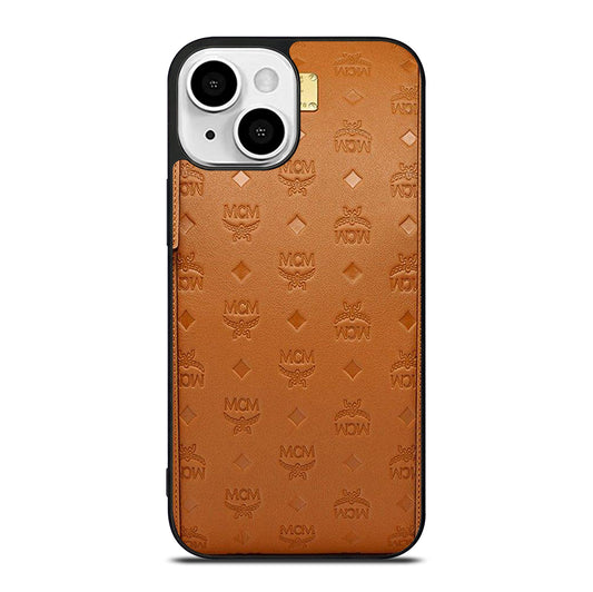 MCM WORLD WIDE BROWN LOGO 2 iPhone 13 Mini Case Cover