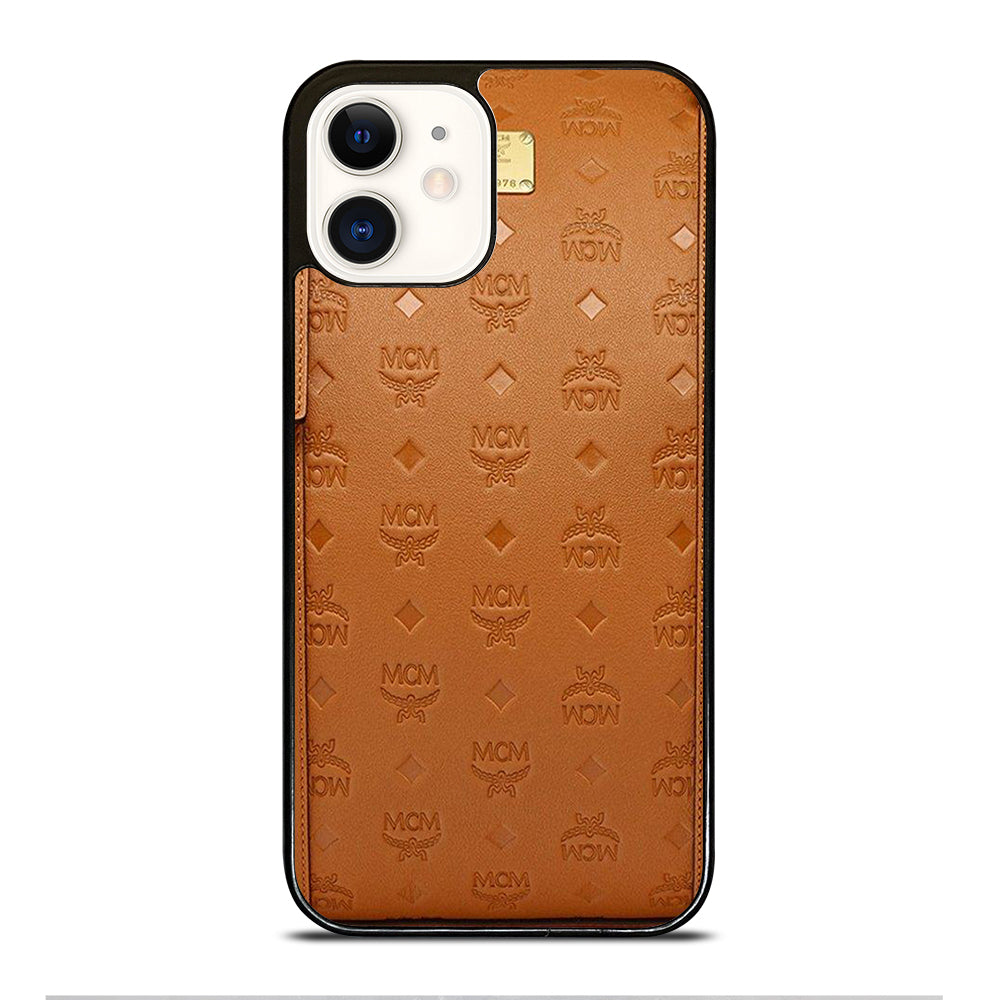 MCM WORLD WIDE BROWN LOGO 2 iPhone 12 Case Cover