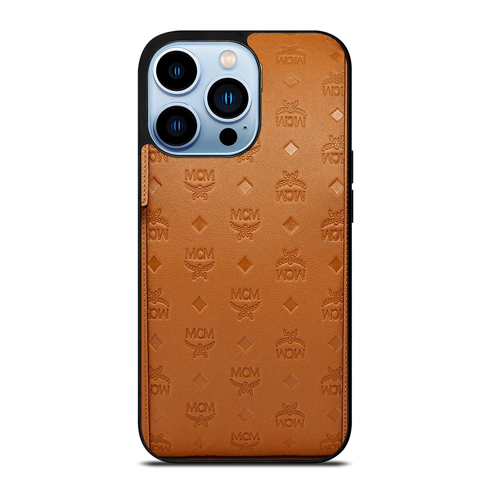 MCM WORLD WIDE BROWN LOGO 2 iPhone 13 Pro Max Case Cover