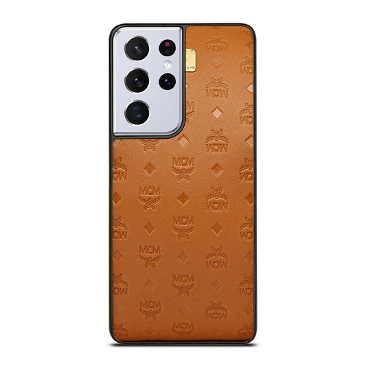 MCM WORLD WIDE BROWN LOGO 2 Samsung Galaxy S21 Ultra Case Cover