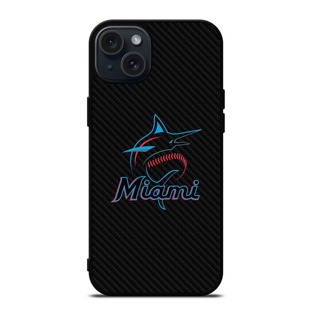 MIAMI MARLINS LOGO CARBON iPhone 15 Plus Case Cover