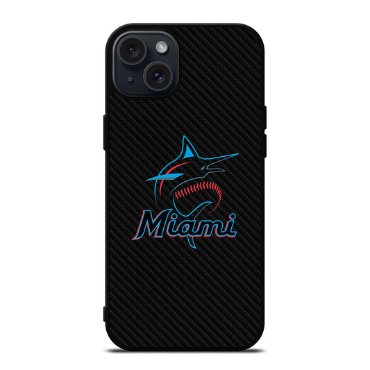 MIAMI MARLINS LOGO CARBON iPhone 15 Plus Case Cover