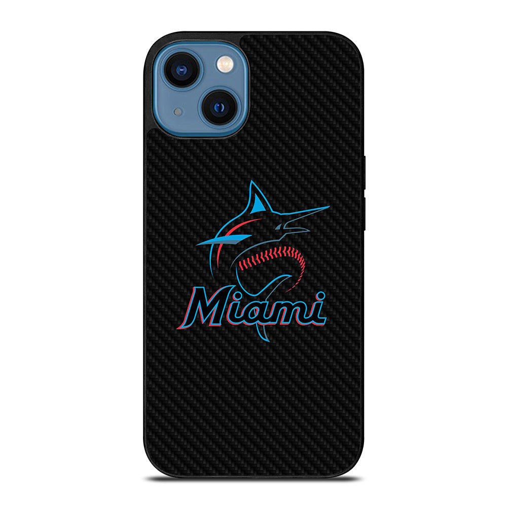 MIAMI MARLINS LOGO CARBON iPhone 14 Case Cover