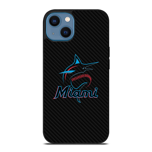 MIAMI MARLINS LOGO CARBON iPhone 14 Case Cover
