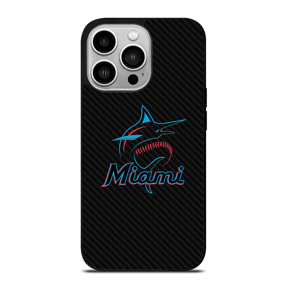 MIAMI MARLINS LOGO CARBON iPhone 14 Pro Case Cover
