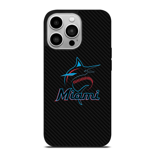 MIAMI MARLINS LOGO CARBON iPhone 14 Pro Case Cover