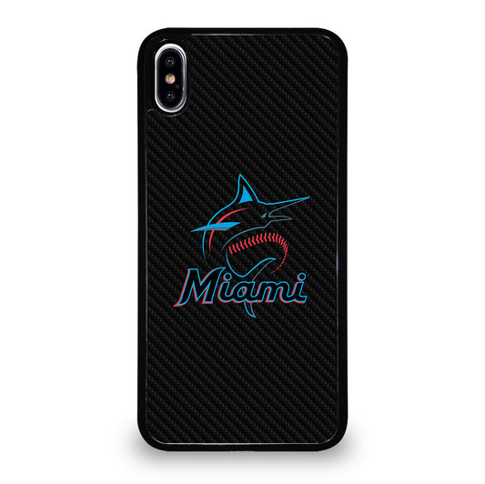 MIAMI MARLINS LOGO CARBON iPhone XS Max Case Cover