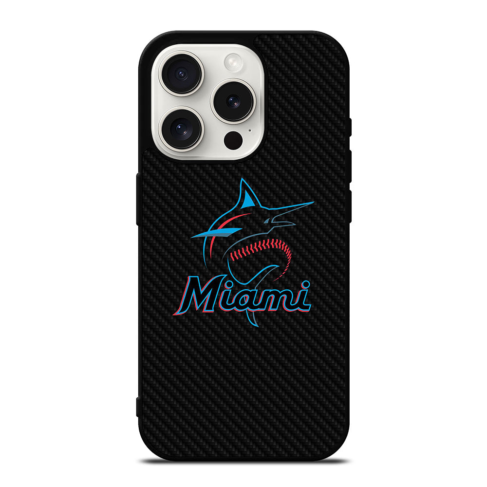 MIAMI MARLINS LOGO CARBON iPhone 15 Pro Case Cover