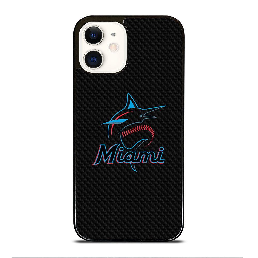 MIAMI MARLINS LOGO CARBON iPhone 12 Case Cover