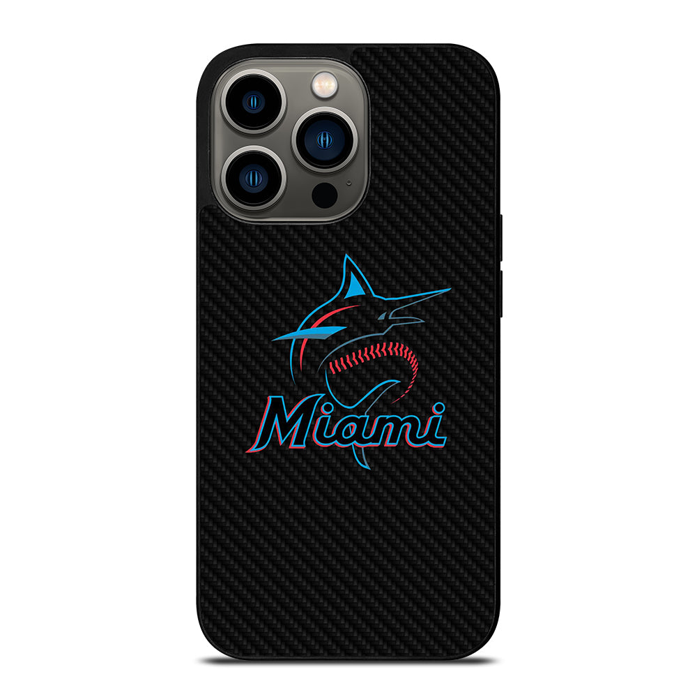 MIAMI MARLINS LOGO CARBON iPhone 13 Pro Case Cover