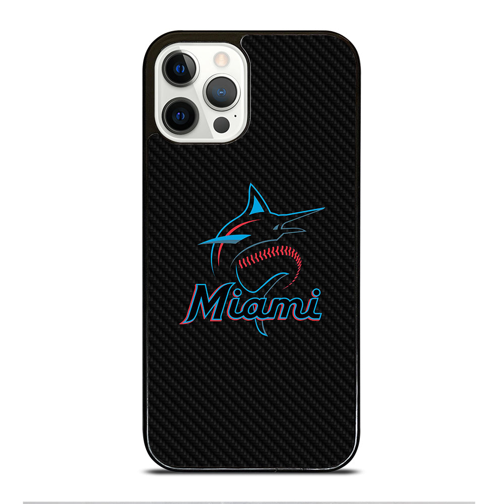 MIAMI MARLINS LOGO CARBON iPhone 12 Pro Case Cover