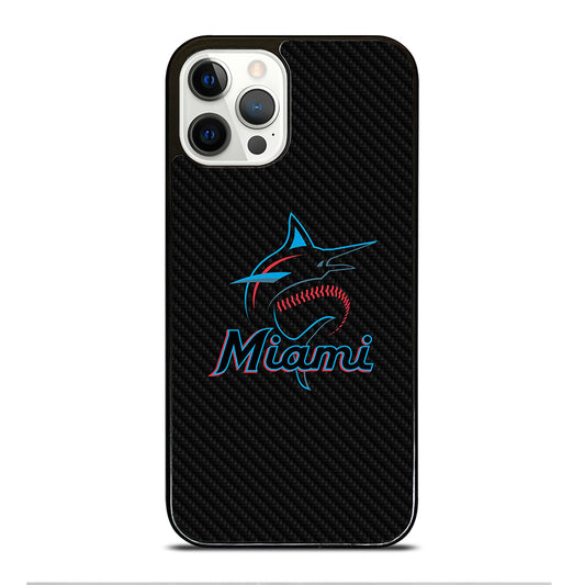 MIAMI MARLINS LOGO CARBON iPhone 12 Pro Case Cover