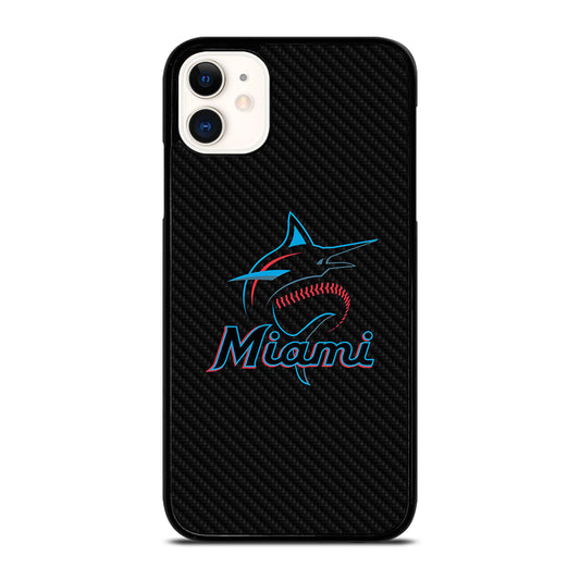 MIAMI MARLINS LOGO CARBON iPhone 11 Case Cover