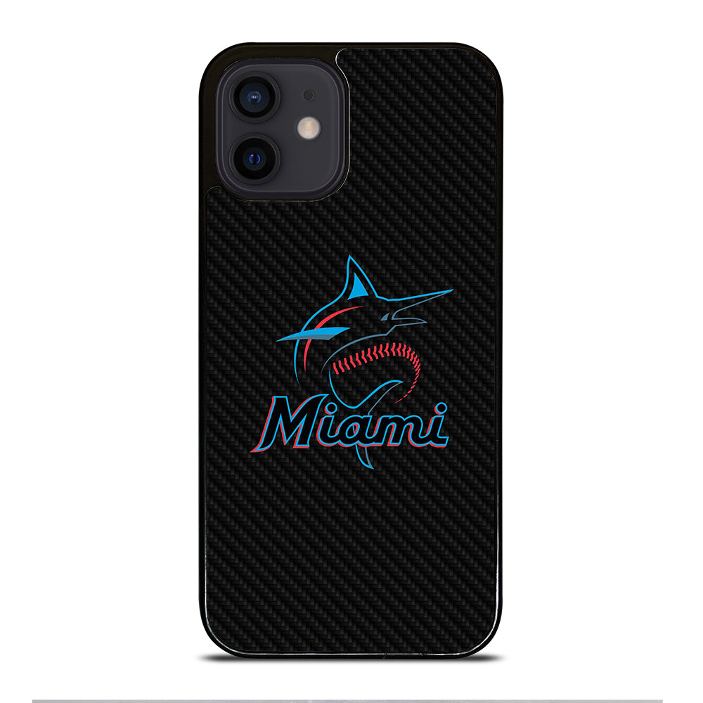 MIAMI MARLINS LOGO CARBON iPhone 12 Mini Case Cover