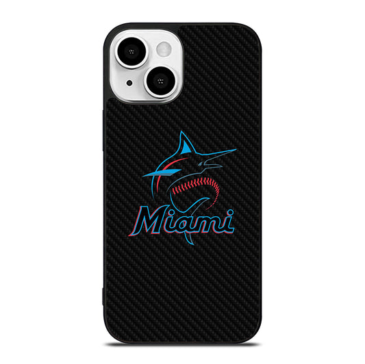 MIAMI MARLINS LOGO CARBON iPhone 13 Mini Case Cover