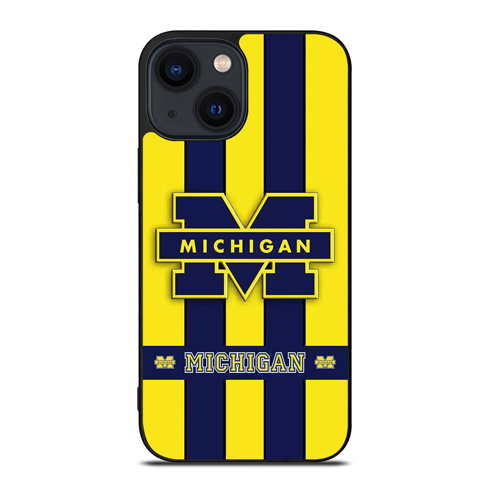 MICHIGAN WOLVERINES STRIPE LOGO iPhone 14 Plus Case Cover
