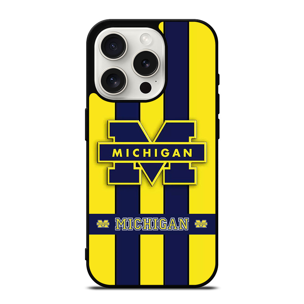 MICHIGAN WOLVERINES STRIPE LOGO iPhone 15 Pro Case Cover