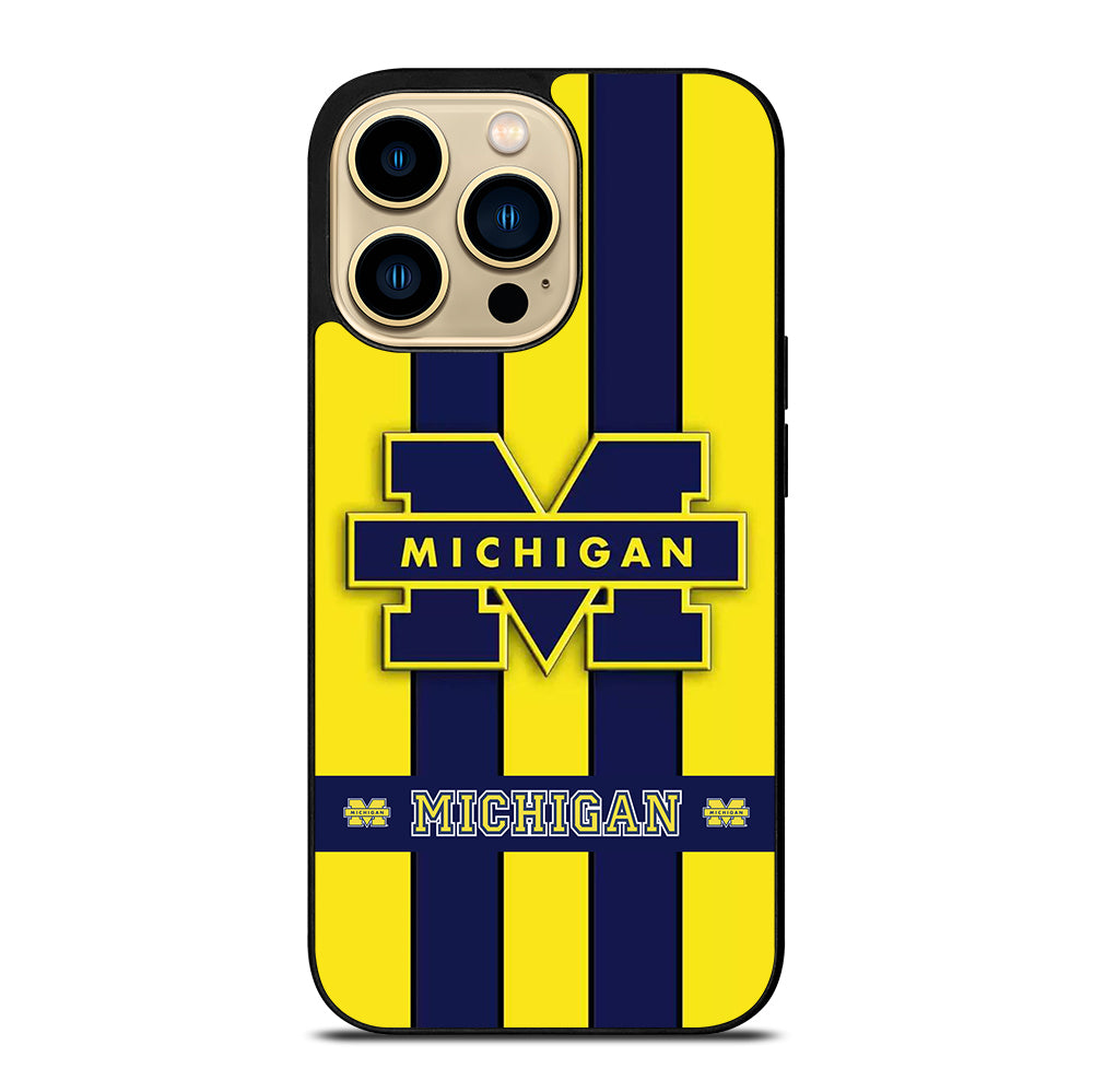 MICHIGAN WOLVERINES STRIPE LOGO iPhone 14 Pro Max Case Cover