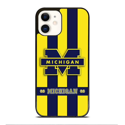 MICHIGAN WOLVERINES STRIPE LOGO iPhone 12 Case Cover