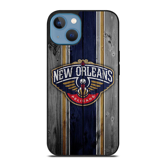 NEW ORLEANS PELICANS NBA WOODEN LOGO iPhone 13 Case Cover