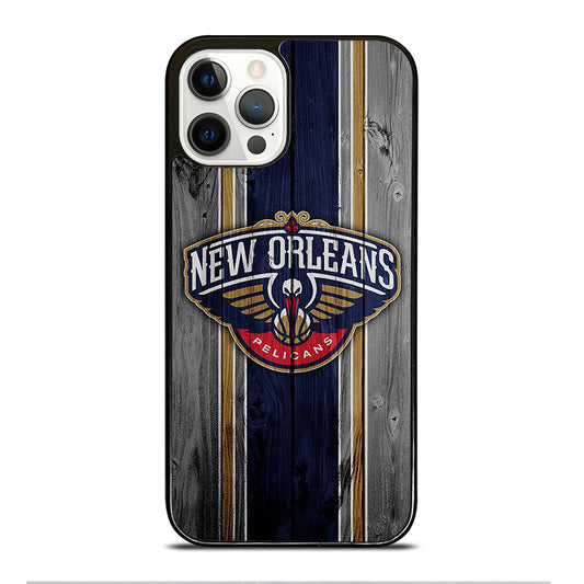 NEW ORLEANS PELICANS NBA WOODEN LOGO iPhone 12 Pro Case Cover