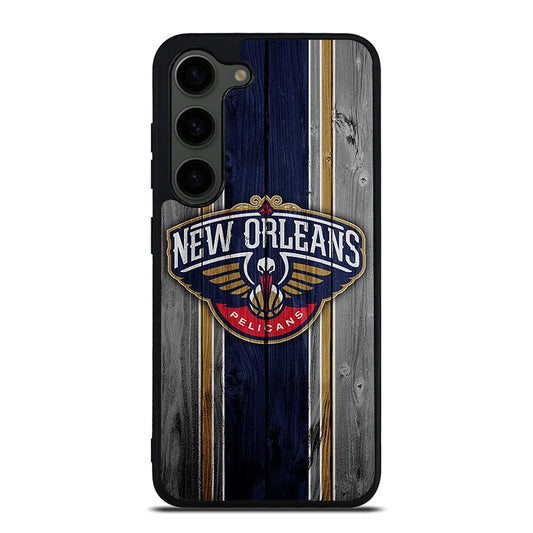 NEW ORLEANS PELICANS NBA WOODEN LOGO Samsung Galaxy S23 Plus Case Cover