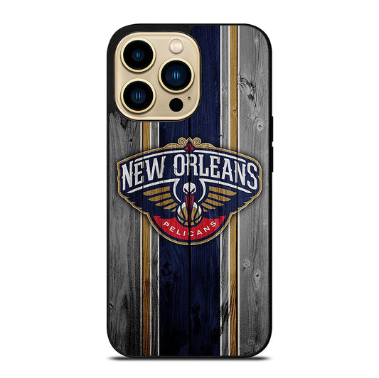 NEW ORLEANS PELICANS NBA WOODEN LOGO iPhone 14 Pro Max Case Cover