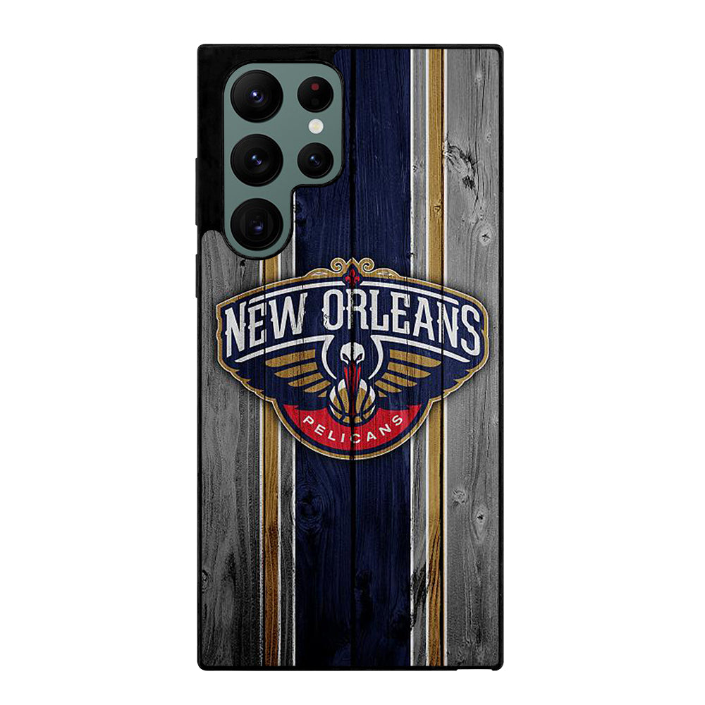 NEW ORLEANS PELICANS NBA WOODEN LOGO Samsung Galaxy S22 Ultra Case Cover
