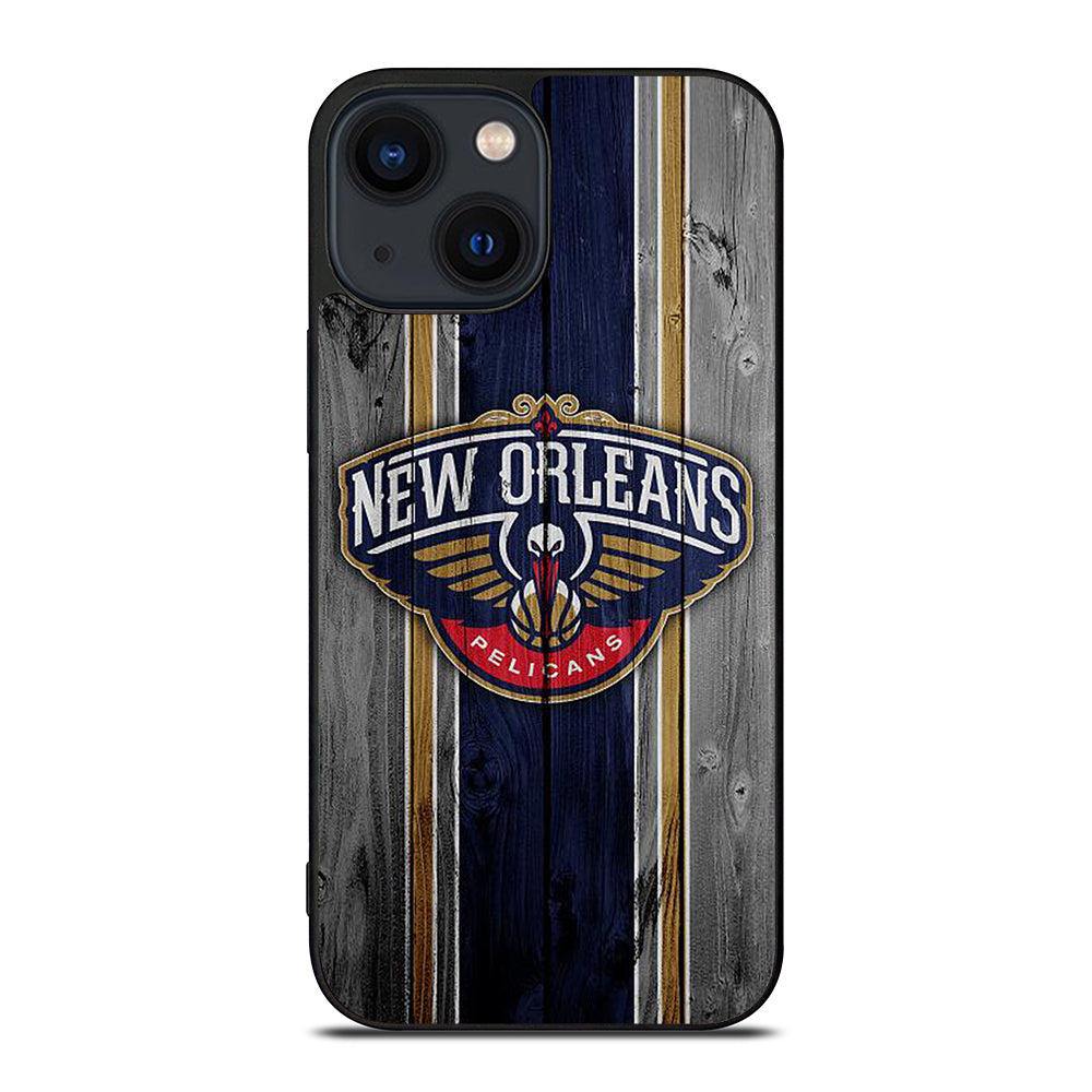 NEW ORLEANS PELICANS NBA WOODEN LOGO iPhone 14 Plus Case Cover