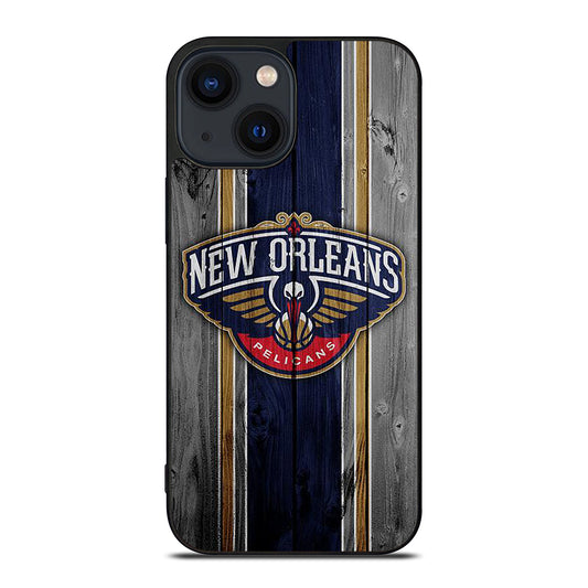 NEW ORLEANS PELICANS NBA WOODEN LOGO iPhone 14 Plus Case Cover