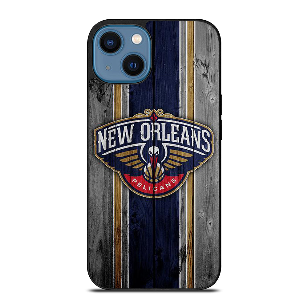 NEW ORLEANS PELICANS NBA WOODEN LOGO iPhone 14 Case Cover