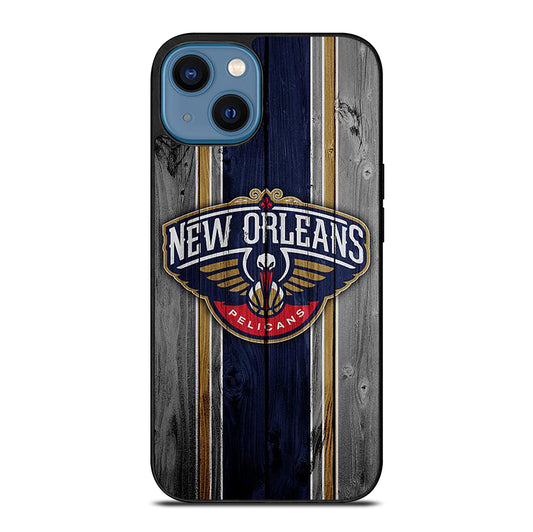 NEW ORLEANS PELICANS NBA WOODEN LOGO iPhone 14 Case Cover