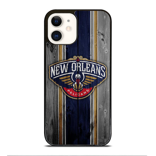 NEW ORLEANS PELICANS NBA WOODEN LOGO iPhone 12 Case Cover