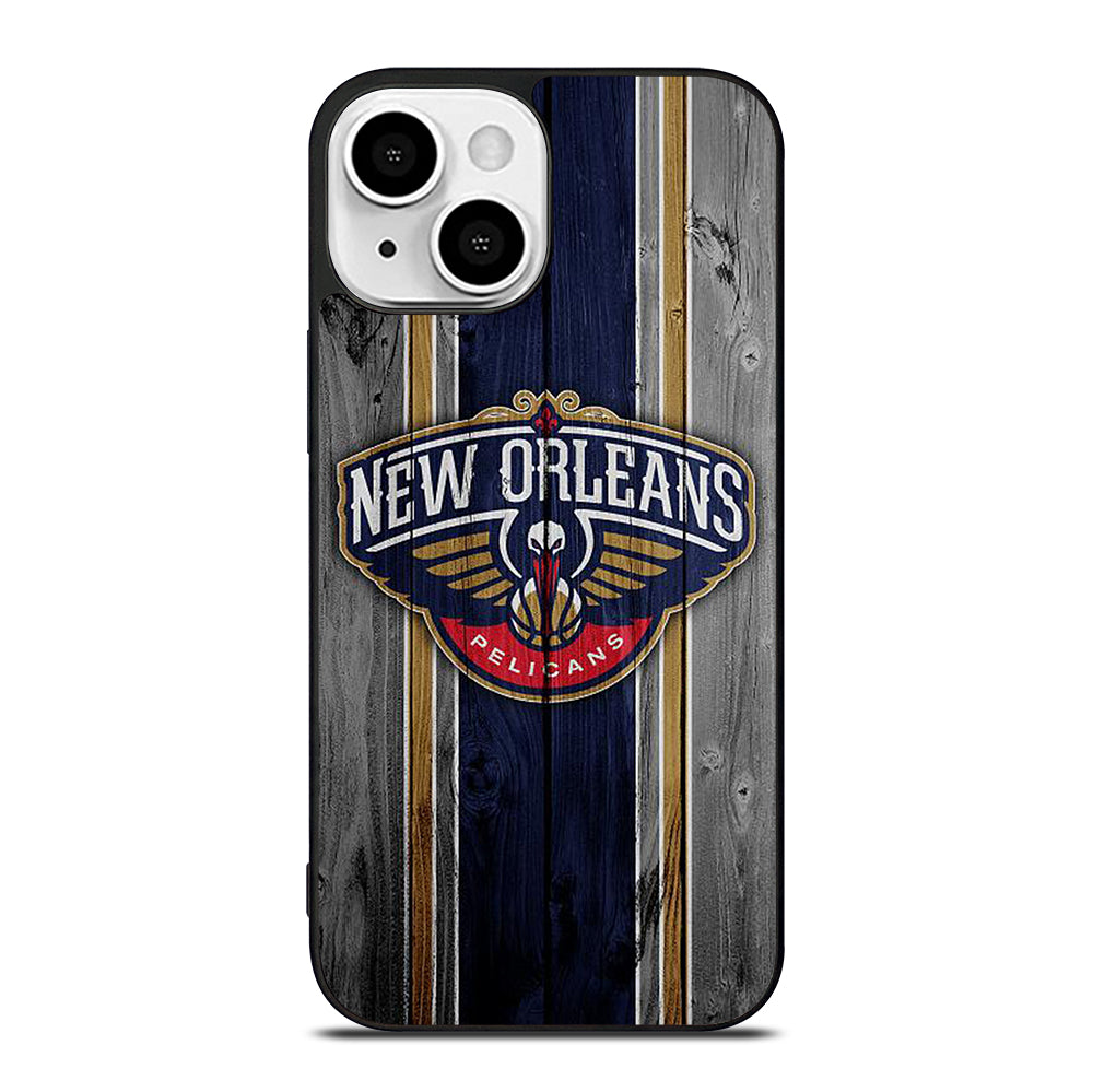 NEW ORLEANS PELICANS NBA WOODEN LOGO iPhone 13 Mini Case Cover