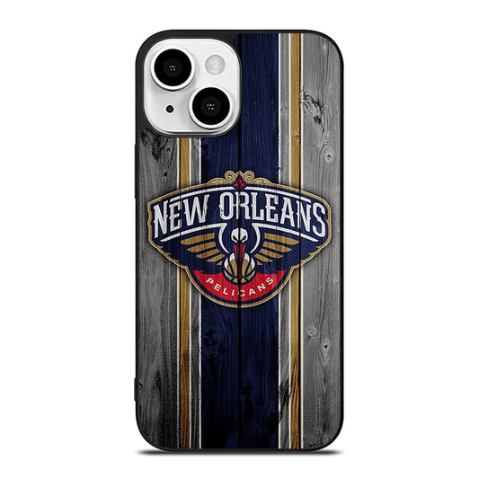 NEW ORLEANS PELICANS NBA WOODEN LOGO iPhone 13 Mini Case Cover