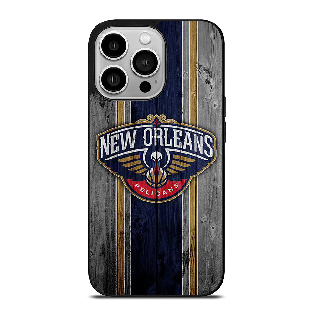 NEW ORLEANS PELICANS NBA WOODEN LOGO iPhone 14 Pro Case Cover