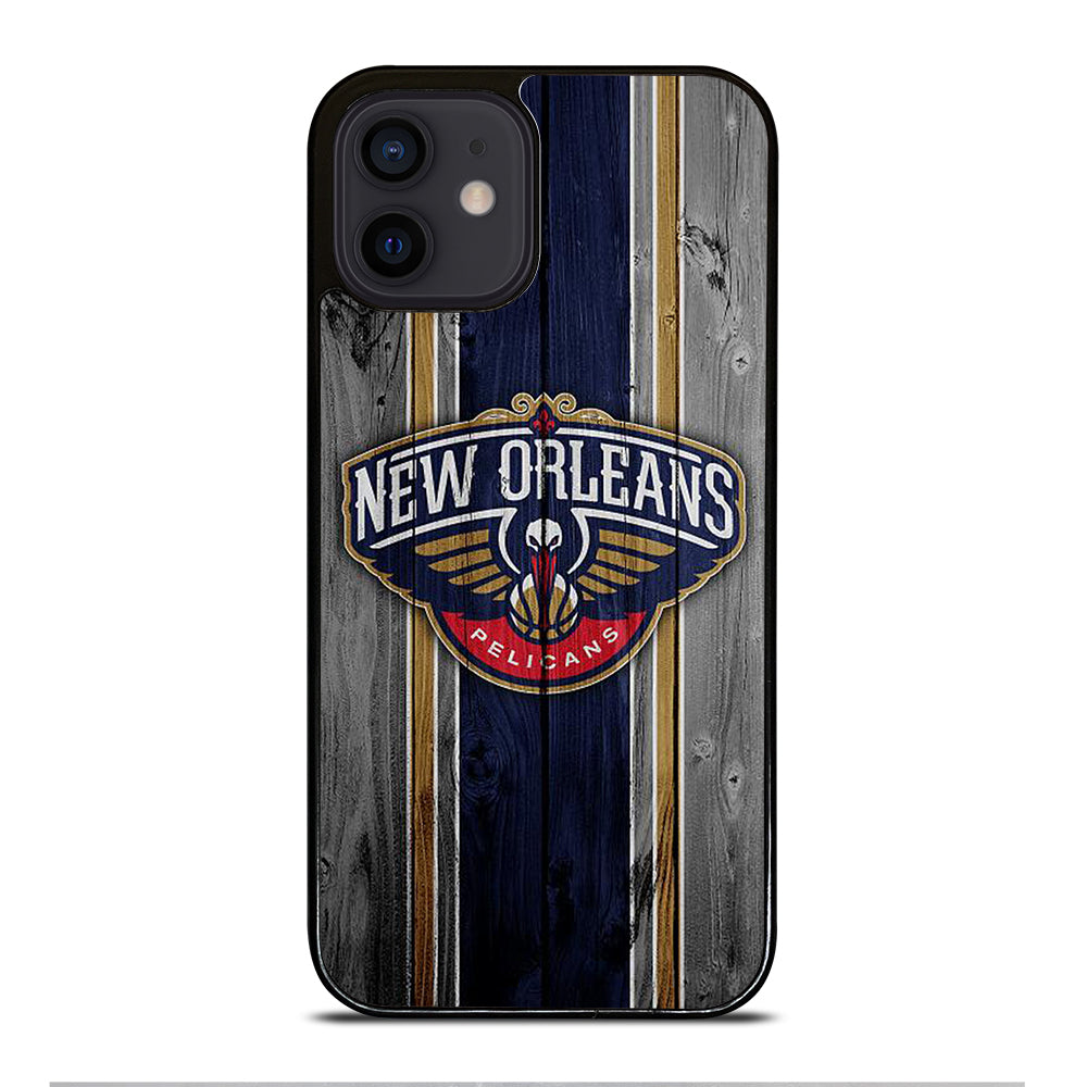 NEW ORLEANS PELICANS NBA WOODEN LOGO iPhone 12 Mini Case Cover