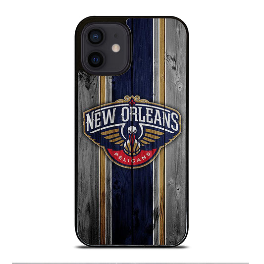 NEW ORLEANS PELICANS NBA WOODEN LOGO iPhone 12 Mini Case Cover