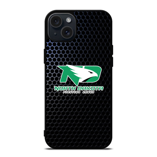 NORTH DAKOTA FIGHTING HAWKS METAL LOGO iPhone 15 Plus Case Cover