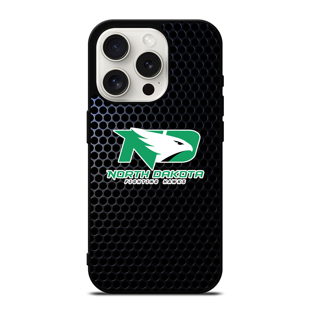 NORTH DAKOTA FIGHTING HAWKS METAL LOGO iPhone 15 Pro Case Cover